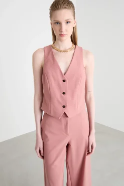 Gilet aderente in gabardina - Rosa