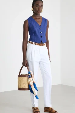 Gilet aderente in tela - Blu