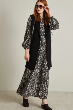 Gilet a vestaglia in lana - Nero