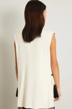 Gilet con borchie e nappe - Bianco
