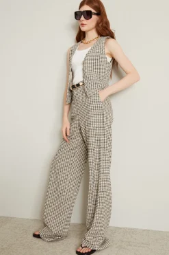 Gilet con bottoni - Ecru Nero