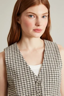 Gilet con bottoni - Ecru Nero