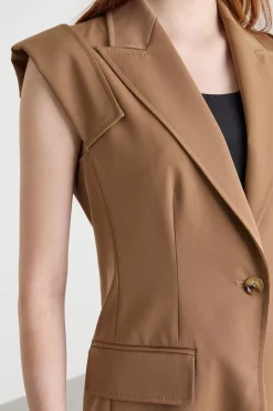 Gilet con rever a lancia - Cammello