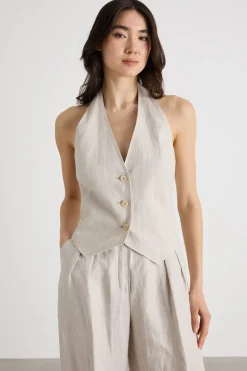 Gilet con schiena scoperta - Beige