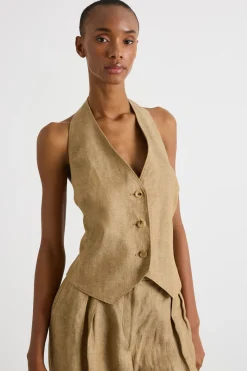 Gilet con schiena scoperta - Cammello