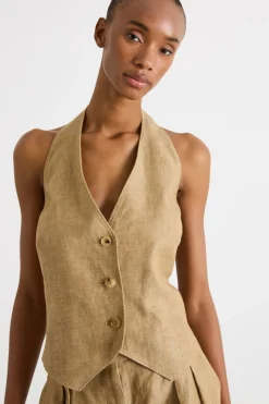 Gilet con schiena scoperta - Cammello