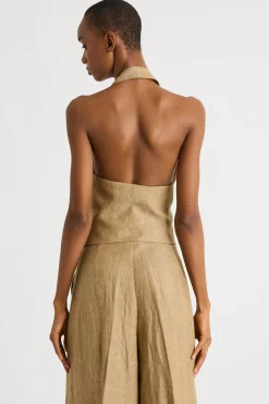 Gilet con schiena scoperta - Cammello