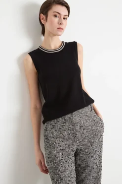 Gilet con scollo a contrasto - Nero