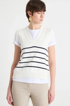 Gilet con scollo a V - Bianco Nero