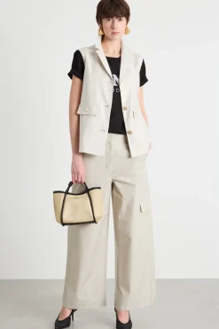 Gilet con tasche e spacchi - Avorio