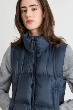 Gilet crop imbottito e trapuntato - Blu