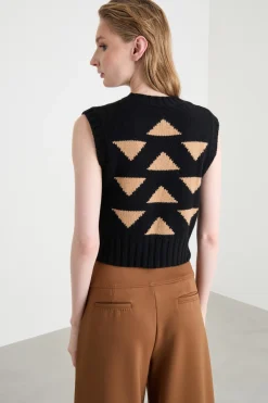 Gilet crop - Nero Cammello