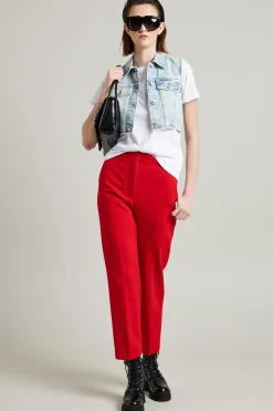 Gilet cropped in denim - Azzurro Chiaro