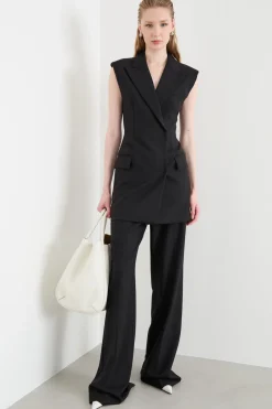 Gilet doppiopetto aderente - Nero