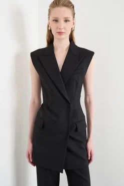 Gilet doppiopetto aderente - Nero