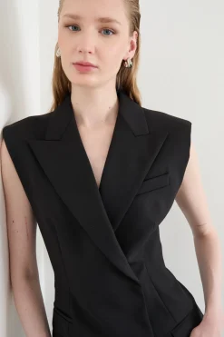 Gilet doppiopetto aderente - Nero