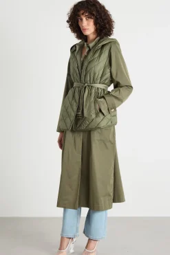 Gilet imbottito con cappuccio - Verde
