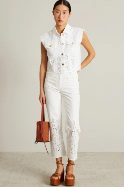 Gilet in bull con ricamo - Bianco