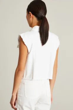 Gilet in bull con ricamo - Bianco