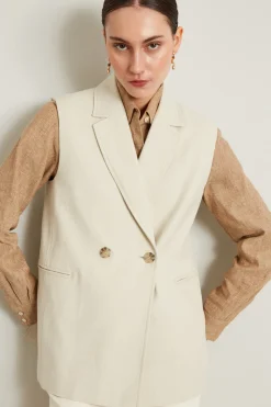 Gilet in cotone armaturato - Ecru