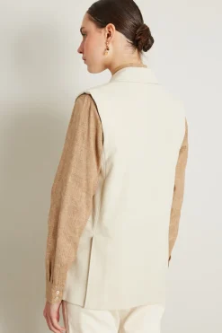 Gilet in cotone armaturato - Ecru