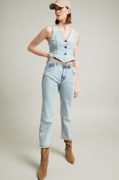 Gilet in denim - Azzurro Chiaro