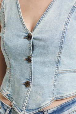 Gilet in denim - Azzurro Chiaro