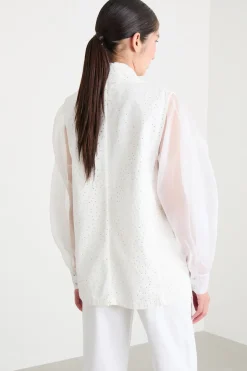 Gilet in jeans con strass - Bianco