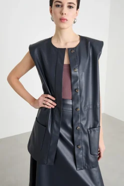 Gilet in jersey spalmato - Blu