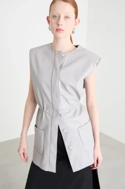 Gilet in jersey spalmato - Grigio
