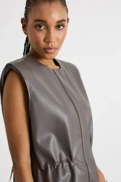 Gilet in jersey spalmato - Marrone