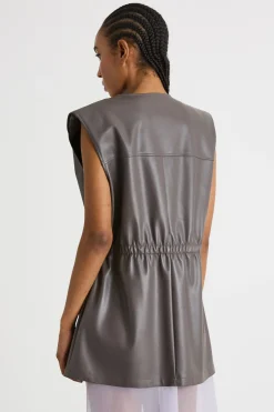 Gilet in jersey spalmato - Marrone
