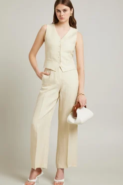 Gilet in lino - Beige Chiaro