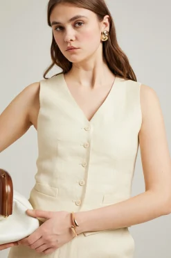 Gilet in lino - Beige Chiaro
