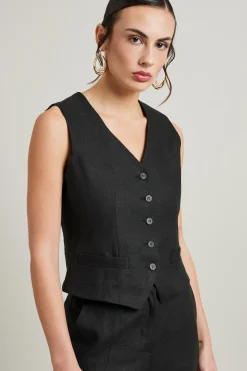 Gilet in lino - Nero