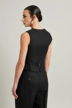 Gilet in lino - Nero