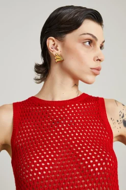 Gilet in maglia con frange - Rosso