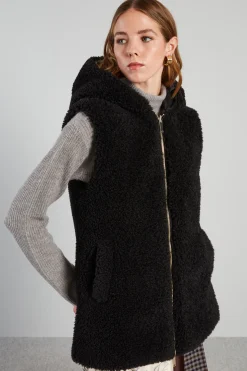 Gilet in tessuto bouclè - Nero