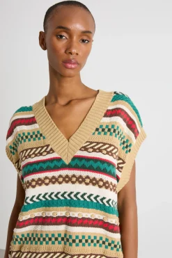 Gilet jacquard - Cammello