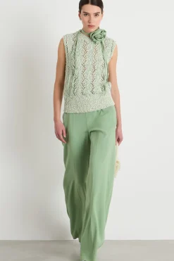 Gilet lavorato a trecce - Verde