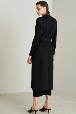 Gilet lungo in doppio panno - Nero
