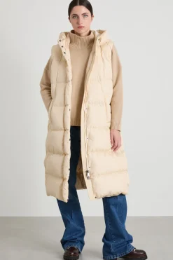 Gilet lungo in taffetà antigoccia - Avorio