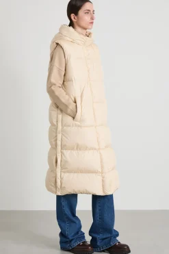 Gilet lungo in taffetà antigoccia - Avorio