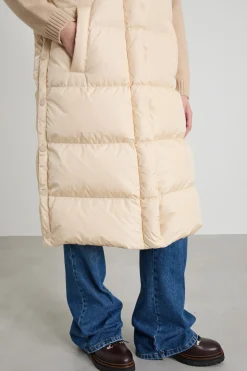 Gilet lungo in taffetà antigoccia - Avorio