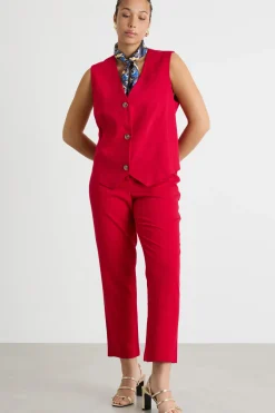 Gilet monopetto in tessuto armaturato - Rosso