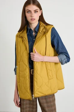 Gilet reversibile in tela antigoccia - Ocra