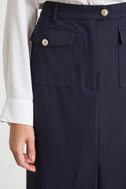 Gonna a colonna in twill - Blu