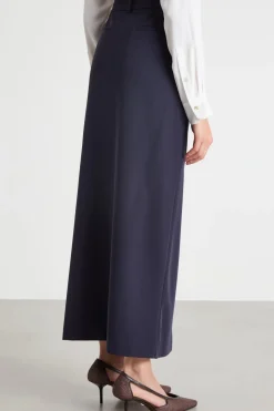 Gonna a colonna in twill - Blu
