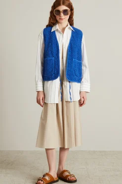 Gonna ampia in cotone - Beige