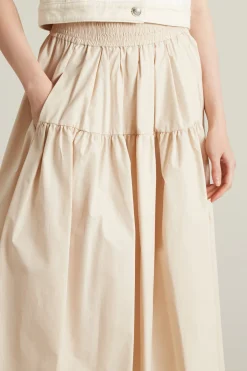 Gonna ampia in cotone - Beige Chiaro